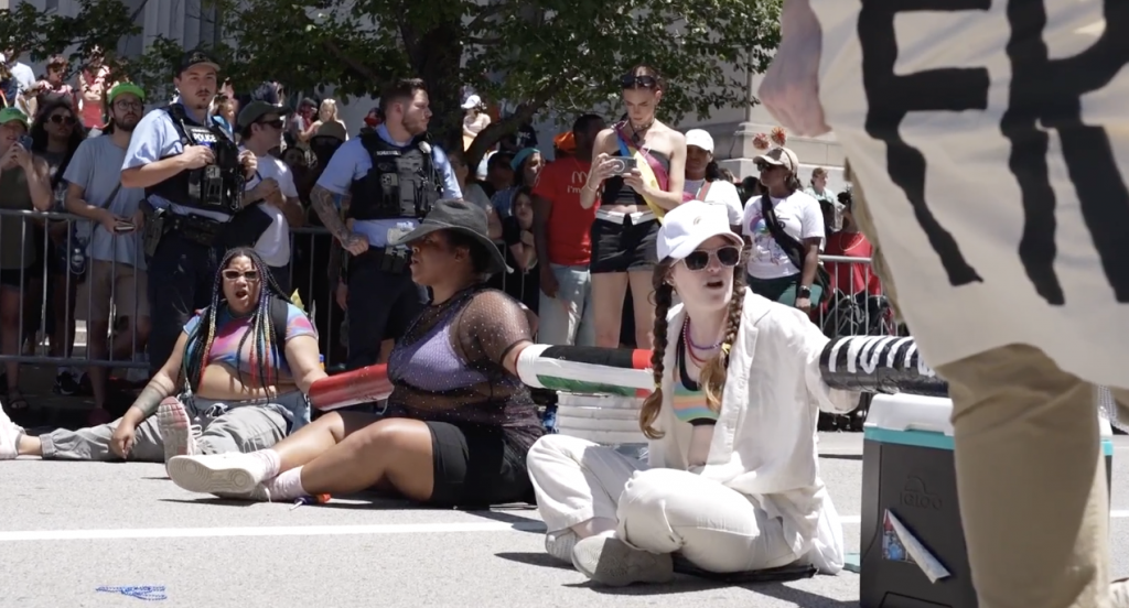 Protesta pro-palestina en el Pride Parade el 30 de Junio, 2024